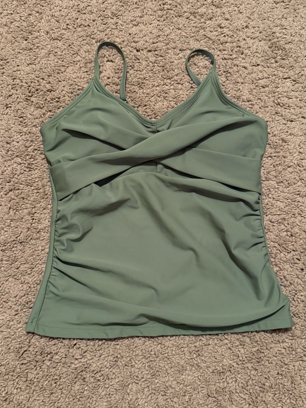 Olive Green Girls Swim Top